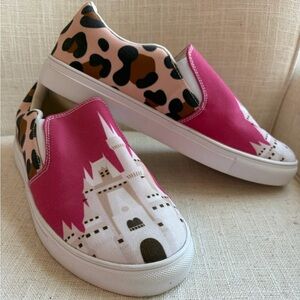 Bibbidi Bobbidi Bling Slip On Sneakers Disney Castle w Leopard Print Accent- 11